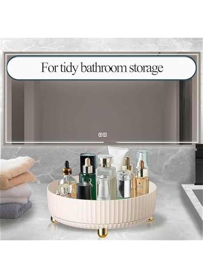 HOOKOR Striped Fence Rotating Storage Rack, Turntable for Cabinet, 360 Rotating Makeup Organizer, Kitchen Turntable Organizer, Perfume Tray with Gold Plated 4 Legs  - Image 3