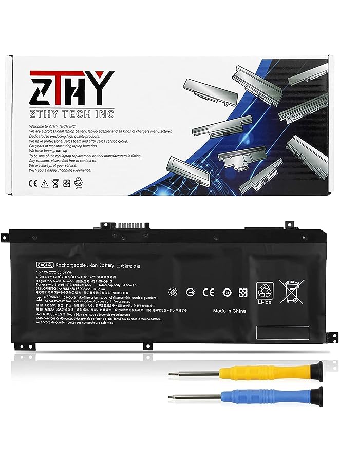 ZTHY Sa04Xl Laptop Battery Compatible With Hp Envy X360 15-Dr 15-Dr0010Tx Series Notebook Hstnn-Ob1F Hstnn-Ob1G Hstnn-Ub7U L43248-541 L43248-Ac1 L43248-Ac2 L43267-005 Sao4Xl 15.12V 55.67Wh - Image 1