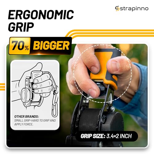 Strapinno Retractable Ratchet Straps (4-Pack), 1 in x 10 ft, 1,500LBS Break Strength, Most Durable Straps and Core, Auto Self Retracting Tie Downs for Truck, Moving, Motorcycle, Bike, Jetski, Kayak - Image 5
