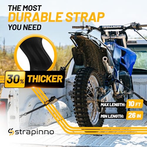 Strapinno Retractable Ratchet Straps (4-Pack), 1 in x 10 ft, 1,500LBS Break Strength, Most Durable Straps and Core, Auto Self Retracting Tie Downs for Truck, Moving, Motorcycle, Bike, Jetski, Kayak - Image 3