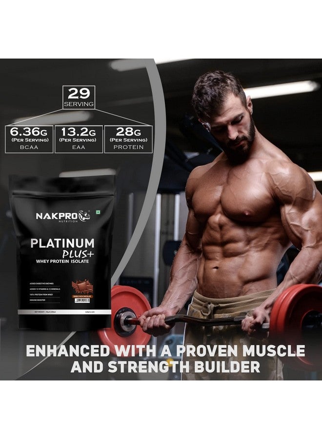 NAKPRO Platinum Plus+ Whey Protein Isolate with Digestive Enzymes | 28g Protein, 6.36g BCAA |Added Vitamins & Minerals (Double Rich Chocolate, 1 Kg) - Image 4