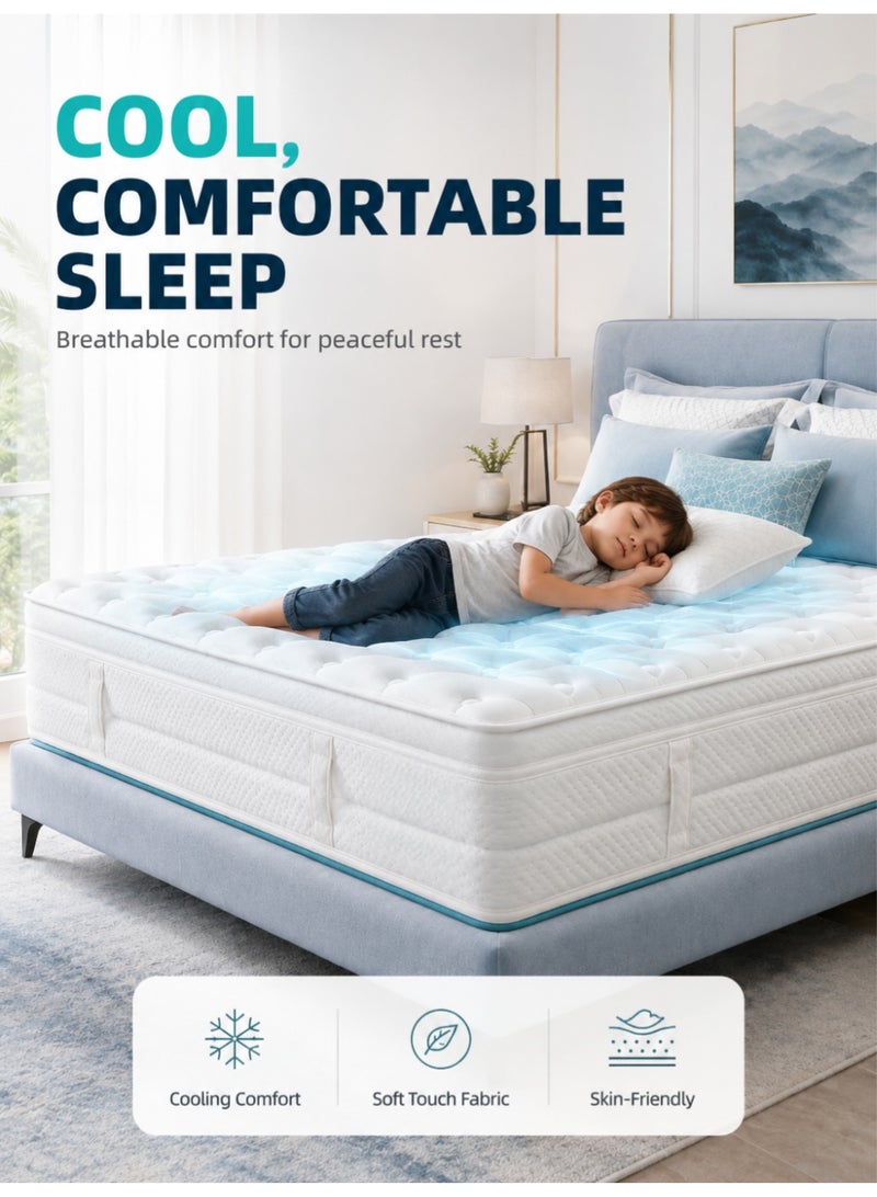 VINNYSEN 180*200*30CM Medium Firm Feel Memory Foam and Individual Pocket Springs Fiberglass Free Bed Matress Breathable - Image 3