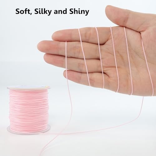 LUSTEMBER 0.8mm Nylon String, Strong Bracelet String, Durable Nylon Cord for Jewelry Making, Bracelets, Beading, Necklaces, Rattail Braiding, Kumihimo, Wind Chimes, Blinds and Handicrafts - Image 3