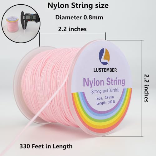 LUSTEMBER 0.8mm Nylon String, Strong Bracelet String, Durable Nylon Cord for Jewelry Making, Bracelets, Beading, Necklaces, Rattail Braiding, Kumihimo, Wind Chimes, Blinds and Handicrafts - Image 2