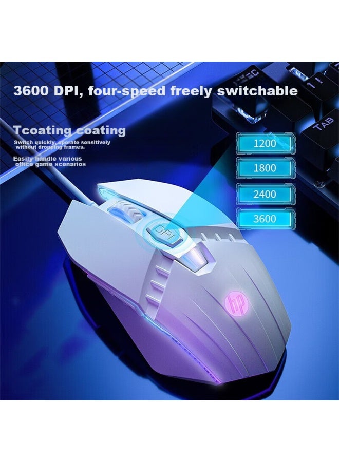 Hp M1 ماوس ألعاب سلكي، أبيض مع صوت، ماوس إلكتروني مضاء خلفيًا، ماوس ألعاب USB للمكتب، كمبيوتر مكتبي، كمبيوتر محمول، LoL، PUBG، مقهى إنترنت - Image 4