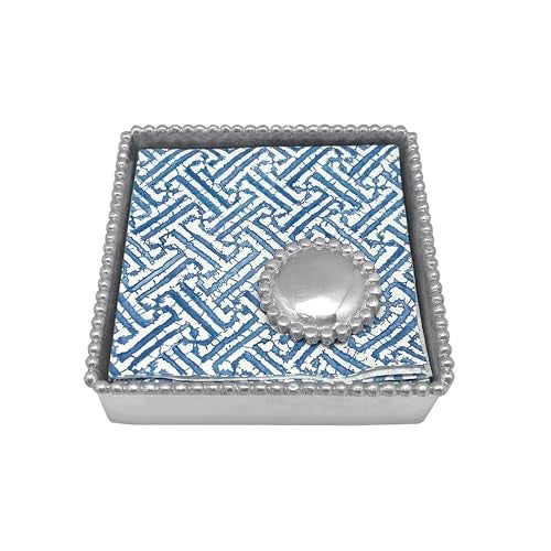 Mariposa Round Pearl Beaded Napkin Box Small - Image 2