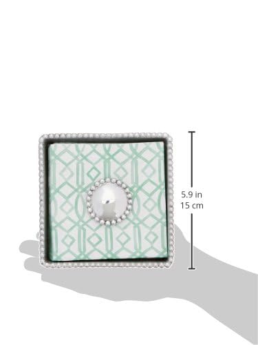 Mariposa Round Pearl Beaded Napkin Box Small - Image 5