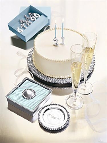 Mariposa Round Pearl Beaded Napkin Box Small - Image 3