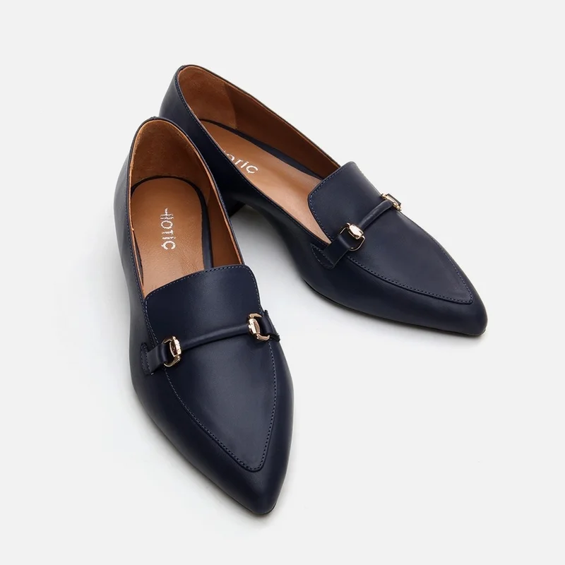 Hotiç 01AYH290820A680 GENUINE Leather Navy Blue Women's Loafer