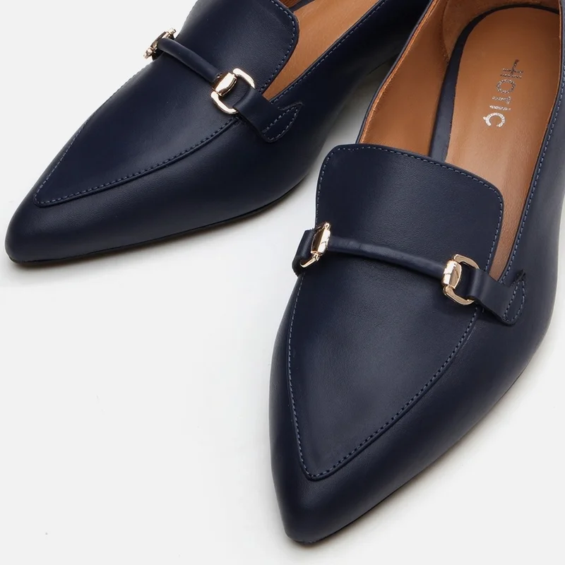 Hotiç 01AYH290820A680 GENUINE Leather Navy Blue Women's Loafer