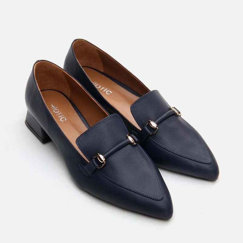 Hotiç 01AYH290820A680 GENUINE Leather Navy Blue Women's Loafer