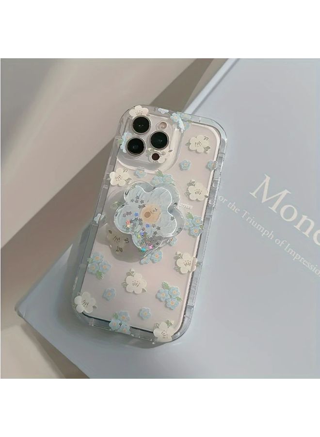 هيكل زهور رمل أزرق شفاف متغير التصميم لهاتف iPhone 14 - Image 3