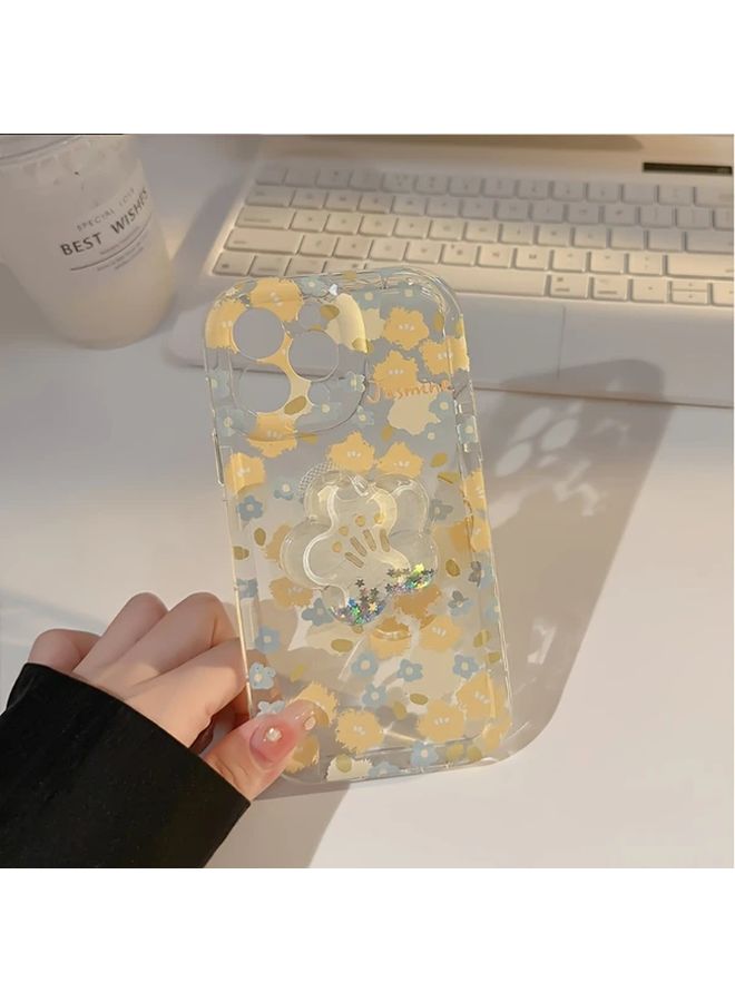 هيكل زهور رمل أزرق شفاف متغير التصميم لهاتف iPhone 14 - Image 1