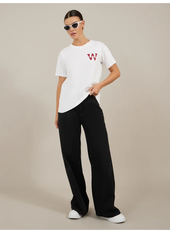 ستايلي Styli Graphic Print Short Sleeve Oversized T-Shirt