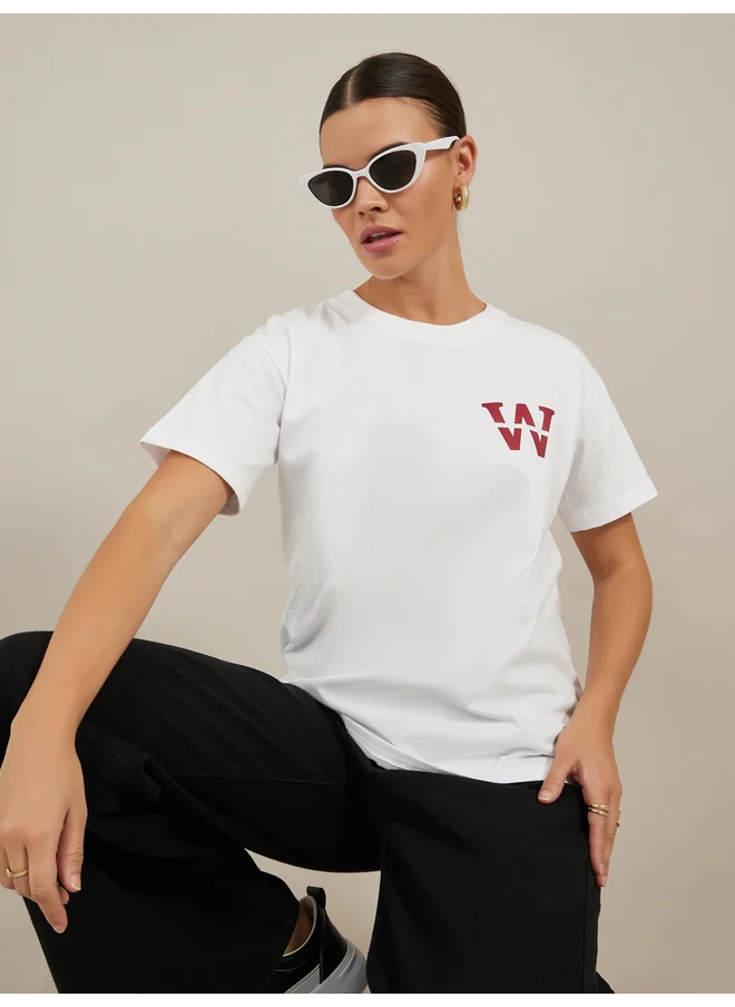 ستايلي Styli Graphic Print Short Sleeve Oversized T-Shirt