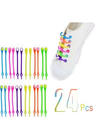12 Pairs No Tie Shoe Laces Tieless Elastic Shoe Laces with Shoelaces Lock Connector, Shoe Laces Care Accessories No Tie Shoelaces