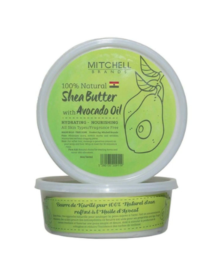 100% Natural Shea Butter Jar Enhanced with Avocado Oil 240 ML