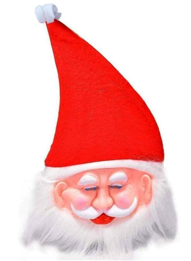 قناع وجه سانتا كلوز من KittuGifts مع قبعة ملحقة للاحتفال بعيد الميلاد، قناع وجه سانتا كلوز مضحك للحفلات مع قبعة (4) - Image 3