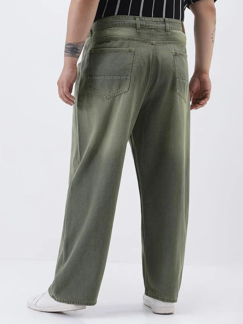 Urbano Fashion  Urbano Plus Men's Grey Loose Baggy Fit Heavy Washed Jeans Non-Stretchable  | Best Price UAE