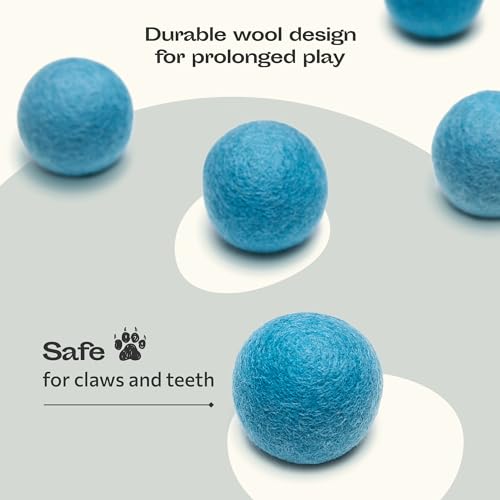MEOWFIA Wool Ball Toys - 6-Pack of Safe for Cats and Small Dogs Balls - 1.5 Inch Felted Wool Cat Toy and Dog Toy - Perfect with Cat Cave - Silent - Mini Tennis Balls - (2in/Aquamarine) - Image 5