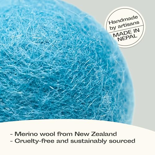 MEOWFIA Wool Ball Toys - 6-Pack of Safe for Cats and Small Dogs Balls - 1.5 Inch Felted Wool Cat Toy and Dog Toy - Perfect with Cat Cave - Silent - Mini Tennis Balls - (2in/Aquamarine) - Image 2