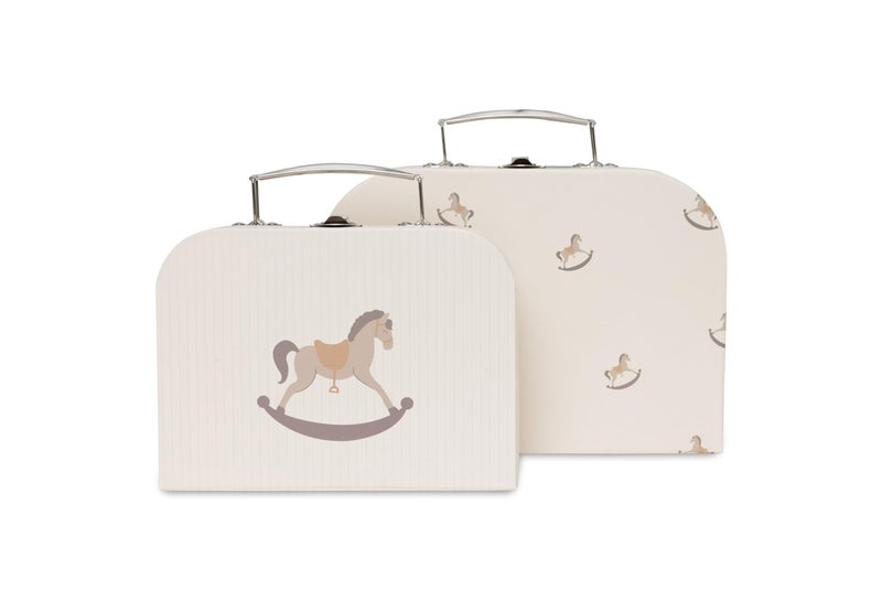 Jollein Play Case Set - Nostalgic Ride - Pack of 2-1 Larger Suitcase, 1 Smaller Suitcase - Rocking Horses - Image 1