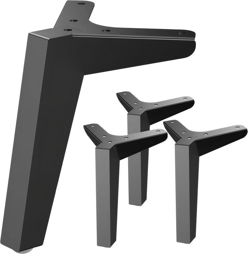 Luffioner Metal Table Legs Bench Legs Heavy Duty Square Tube Desk Legs Furniture Legs for Coffee/Dining/Side Table (Triangle, 6 “) - Image 1