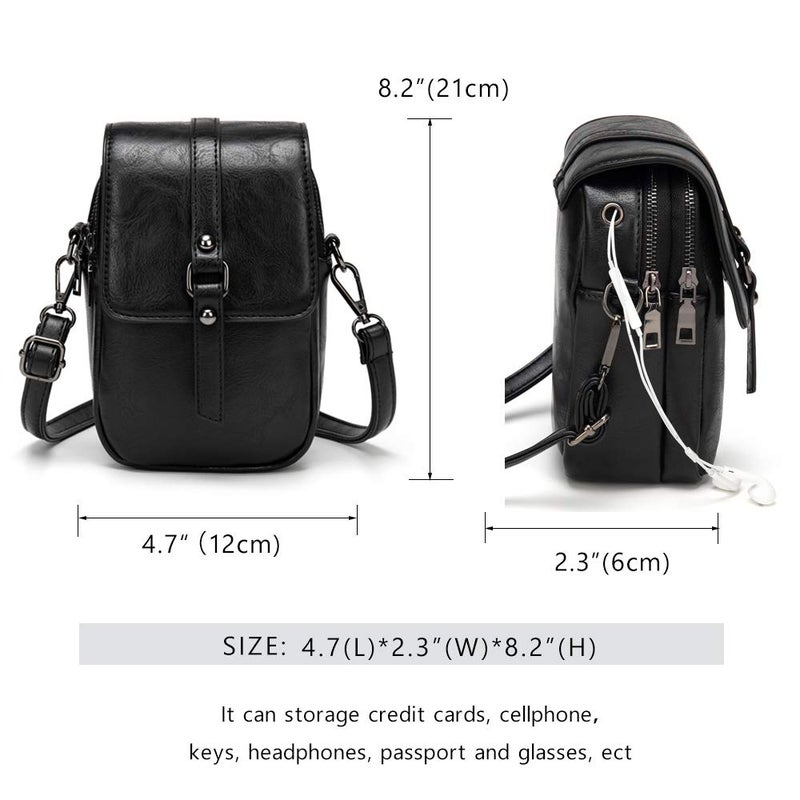 My Friday myfriday Vintage Crossbody Phone Bag for Women, Small Leather Shoulder Purse and Handbag with Tassel&Rivet Decoration - Image 2