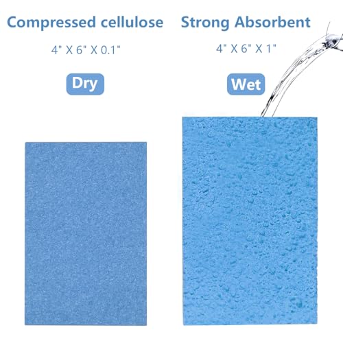 Spunspon Cellulose Sponges, Large Size 4" x 6" x 1" - Heavy Duty Scrub Kitchen Sponge, Clean Tough Messes Without Scratching Kitchen Cleaning Pads, Pop Up Eco DIY (6 Pack), Blue - Image 5