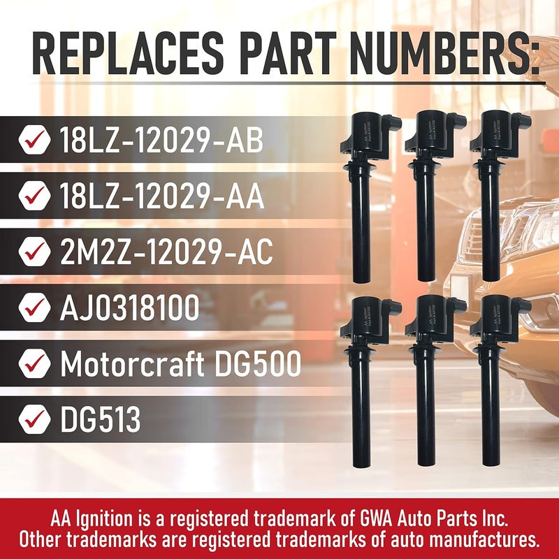 AA Ignition Ignition Coil Pack Set of 6 for Ford, Mazda, Mercury 3.0L V6 Models - Image 3