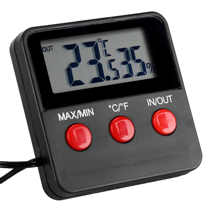 Digital Thermometer: LCD Hygrometer - High Precision Temp Humidity Monitor with Magnet Holder & Resistance Probe for Egg Incubator, Pet Keeping, Indoor Outdoor Use - Image 4