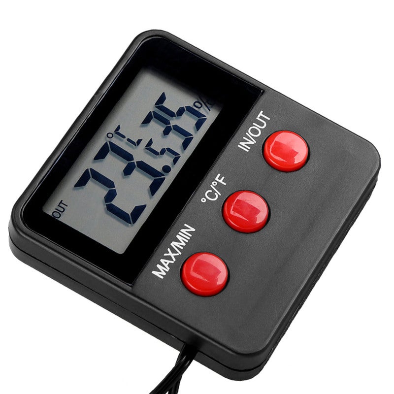 Digital Thermometer: LCD Hygrometer - High Precision Temp Humidity Monitor with Magnet Holder & Resistance Probe for Egg Incubator, Pet Keeping, Indoor Outdoor Use - Image 3