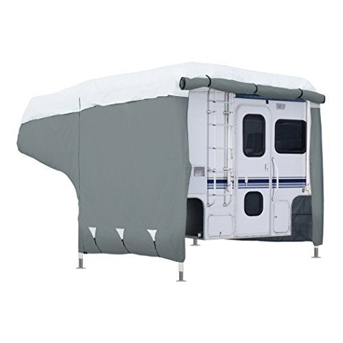 Classic Accessories Over Drive PolyPRO3 Folding Camping Trailer Cover, Fits 8'-10'L, Grey/Snow White - Image 1