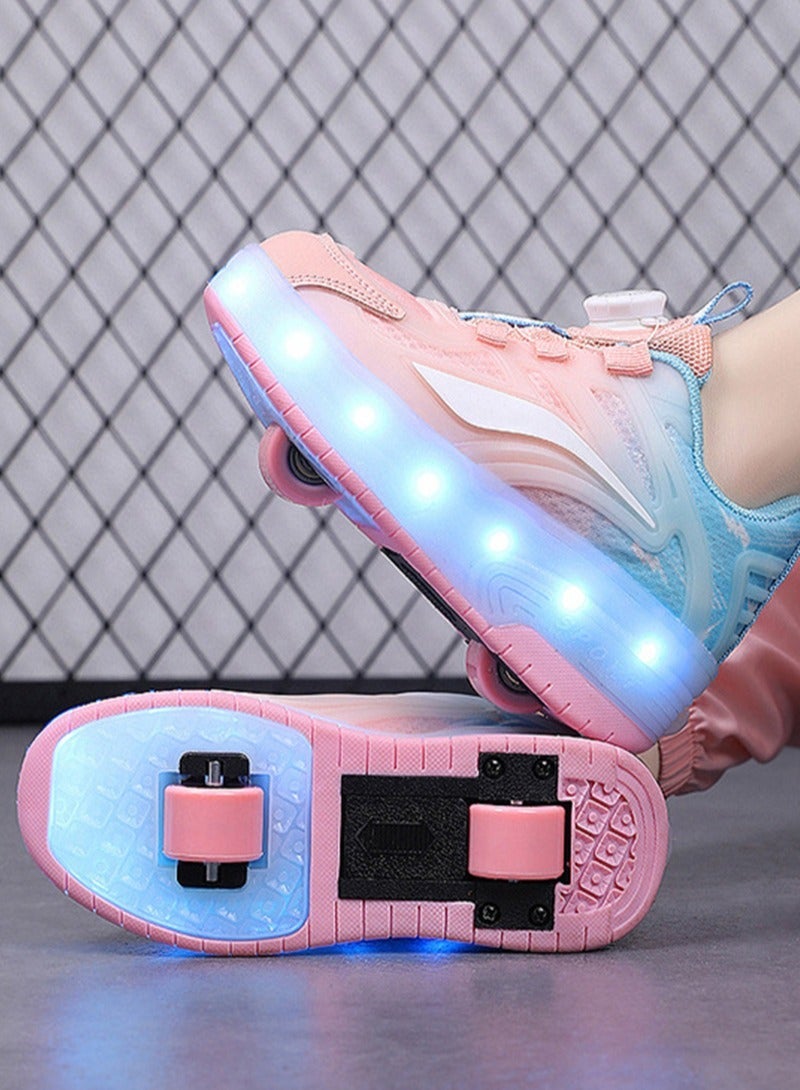 ETG Unisex Kids Roller Skates Shoes USB Charging, Girls Boys LED Roller Skate Shoes with Double Wheels Retractable Technical Skateboarding - Image 5