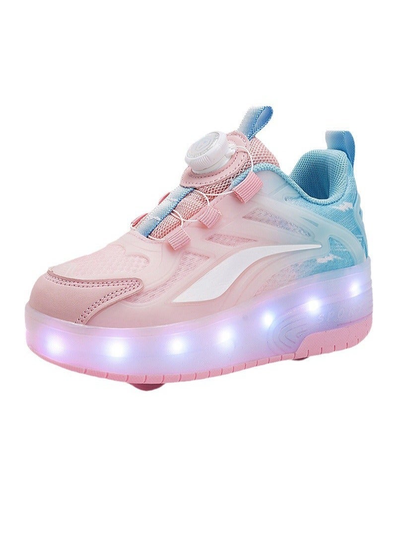 ETG Unisex Kids Roller Skates Shoes USB Charging, Girls Boys LED Roller Skate Shoes with Double Wheels Retractable Technical Skateboarding - Image 1