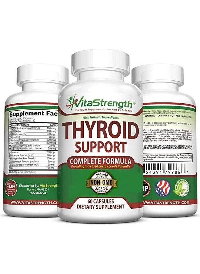 VitaStrength - Thyroid Support Complete Formula To Help Weight Loss & Improve Energy With Bladderwrack Kelp B12 & More Thyroid Energy: Boost T4 To T3 Supplement - Image 1