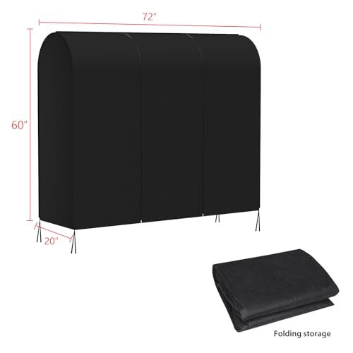 Zilink 72" Garment Rack Cover Dustproof Breathable Clothes Rack Cover Large Garment Bags Protector Cothing Rack with Cover with 2 Durable Zippers for Garment Rack, Black, (Rack Not Included) - Image 4