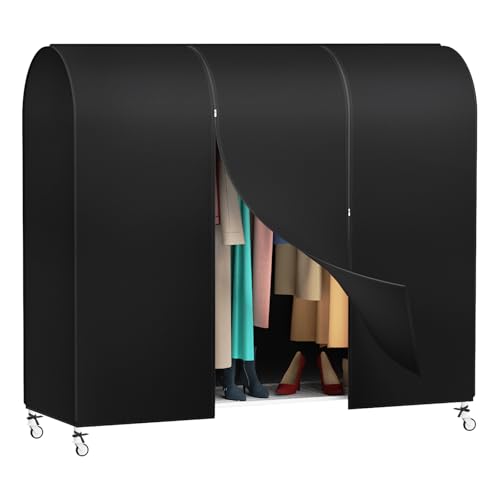 Zilink 72" Garment Rack Cover Dustproof Breathable Clothes Rack Cover Large Garment Bags Protector Cothing Rack with Cover with 2 Durable Zippers for Garment Rack, Black, (Rack Not Included) - Image 1