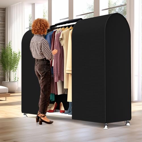 Zilink 72" Garment Rack Cover Dustproof Breathable Clothes Rack Cover Large Garment Bags Protector Cothing Rack with Cover with 2 Durable Zippers for Garment Rack, Black, (Rack Not Included) - Image 2
