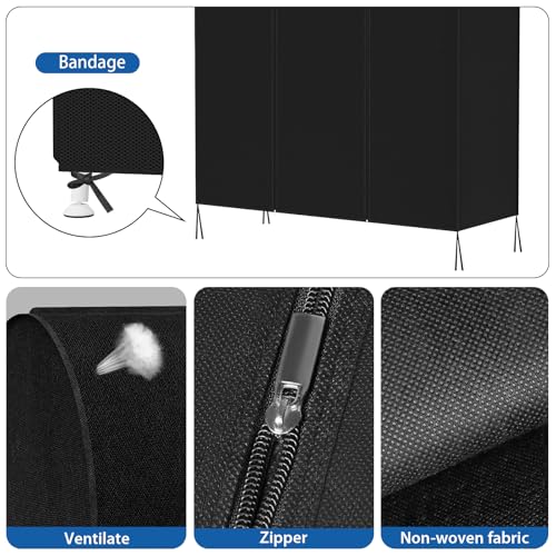 Zilink 72" Garment Rack Cover Dustproof Breathable Clothes Rack Cover Large Garment Bags Protector Cothing Rack with Cover with 2 Durable Zippers for Garment Rack, Black, (Rack Not Included) - Image 3