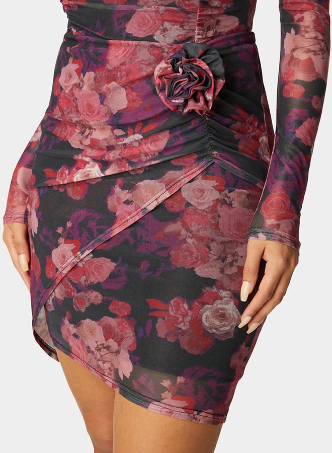 bebe Floral Mesh Mini Skirt  - Image 3