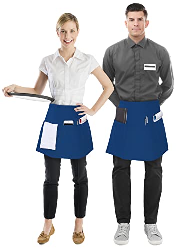Utopia Wear 12 Pack Server Apron with 3 Pockets, Waist Apron for Waiter Waitress, 12 Inches, Blue - Image 2