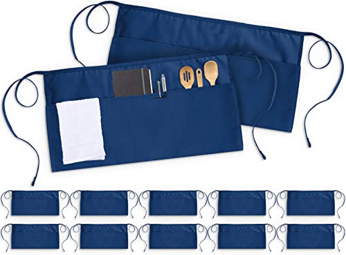Utopia Wear 12 Pack Server Apron with 3 Pockets, Waist Apron for Waiter Waitress, 12 Inches, Blue - Image 5
