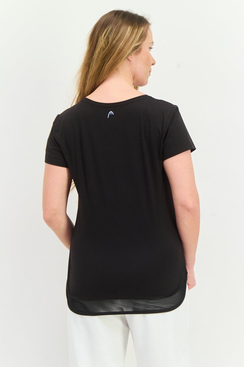 HEAD Women Slim Fit Short Sleeve Outdoor T-Shirt, Black - Image 3
