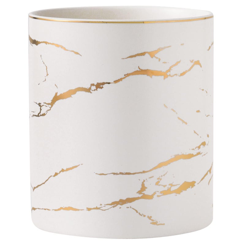 Howise 7" Marble Utensil Holder, Large Kitchen Utensil Holder Organizer , Golden Marble White Stable Utensil Crock Spatula Holder for Kitchen Counter Countertop Farmhouse Cooking Tools Holder - Image 1