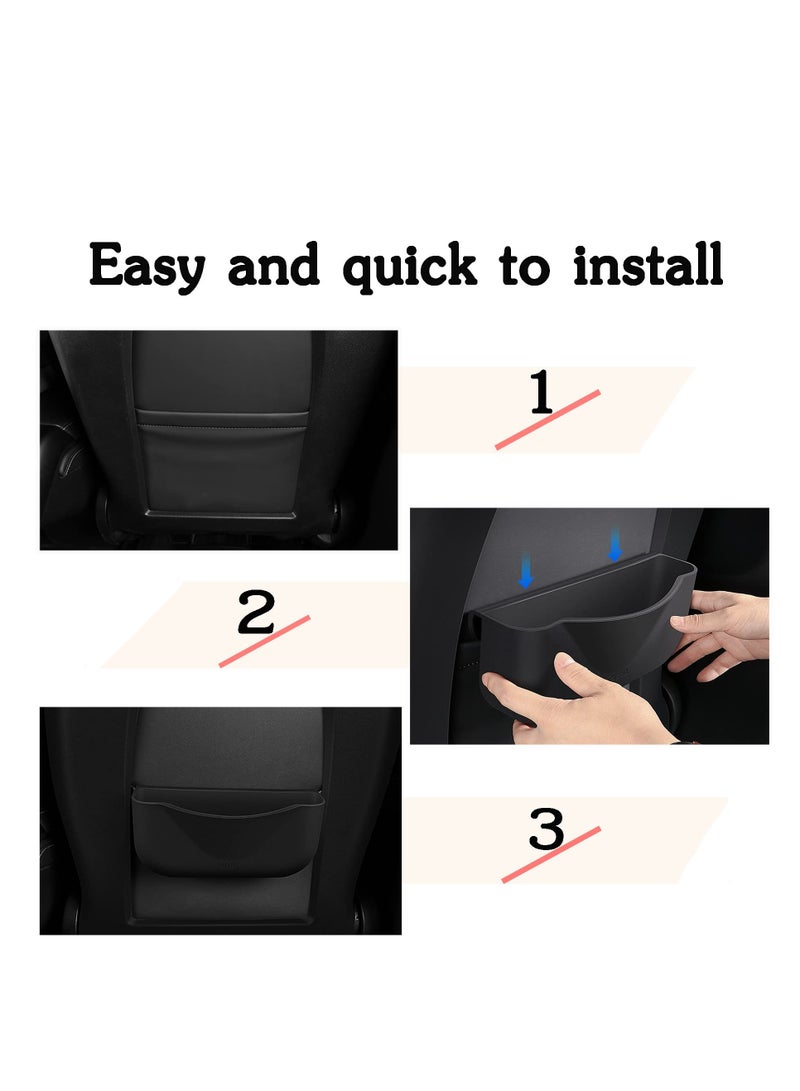 SYOSI Seat Back Organizer for Tesla Model Y Model 3, Silicone Storage Pocket Backseat Hanging Bag Phone Drink Tray Holder for Model Y Model 3 Interior Accessories (Black) - Image 5