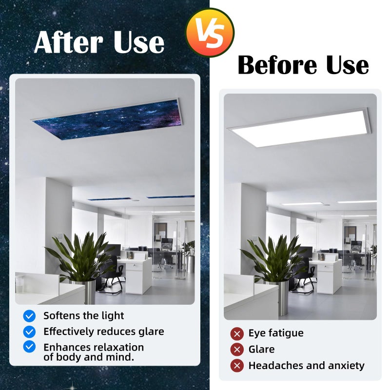 ANGSYLTH 2 Pcs Fluorescent Light Covers - 4 x 2 Feet Covers for Ceiling Lights, Magnetic Light Filters for Classroom, Office, Hospitals, Home - Image 3
