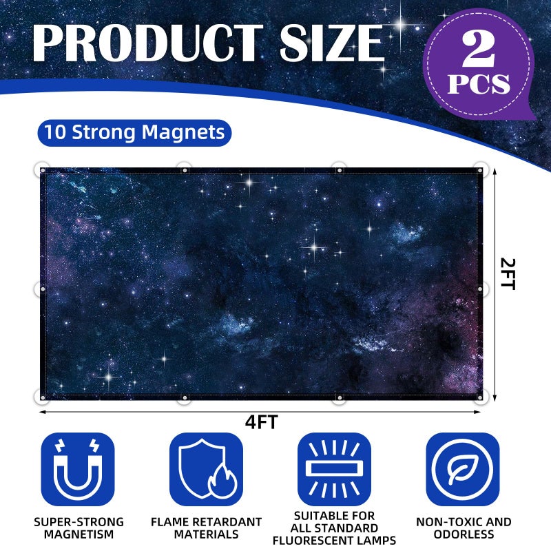 ANGSYLTH 2 Pcs Fluorescent Light Covers - 4 x 2 Feet Covers for Ceiling Lights, Magnetic Light Filters for Classroom, Office, Hospitals, Home - Image 2