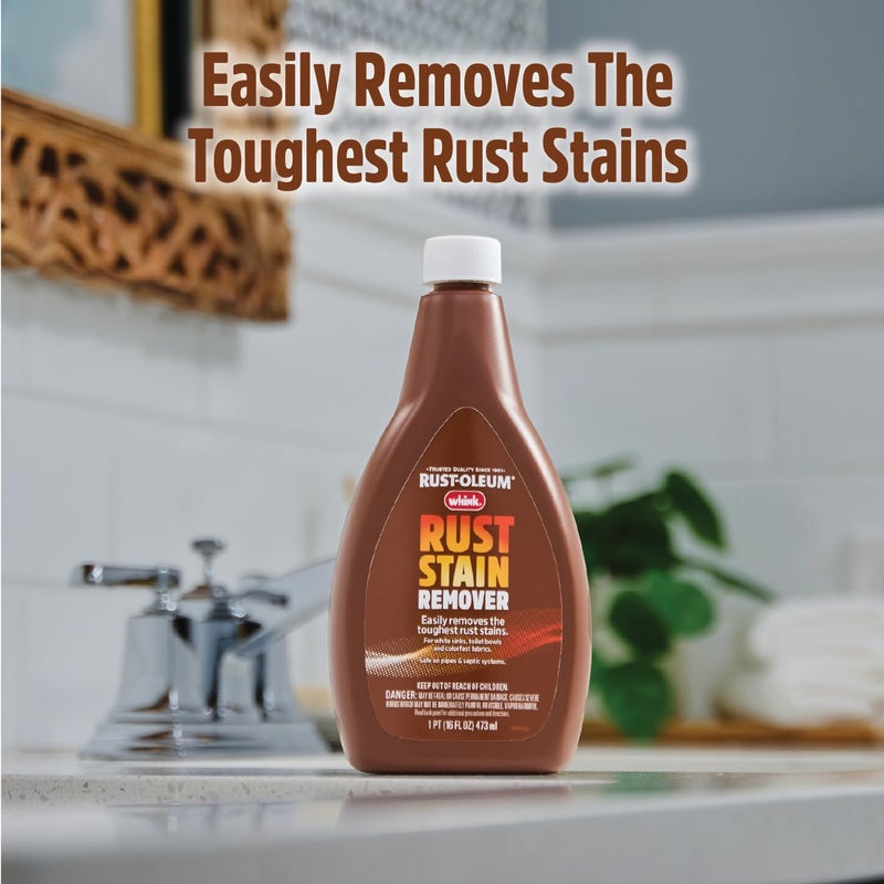 Rust-Oleum Whink Rust Stain Remover | Heavy-Duty Iron Stain Remover for White Toilets & Sinks, Colorfast Fabric & Carpets | 16 oz - Image 2