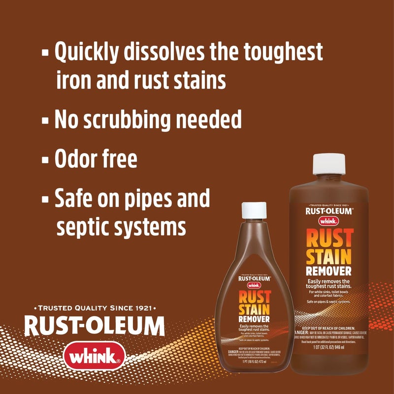 Rust-Oleum Whink Rust Stain Remover | Heavy-Duty Iron Stain Remover for White Toilets & Sinks, Colorfast Fabric & Carpets | 16 oz - Image 3